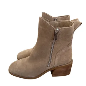 Steve Madden Ruthy Tan Suede Ankle Boots Block Heel Side Zip Size 7 thumbnail 2