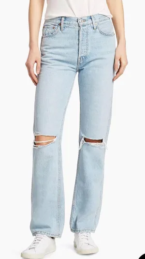 RE/DONE High-Rise Ripped-Knee Loose Jeans thumbnail 2