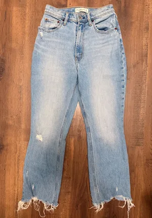 Abercrombie & Fitch Curve Love The Kick Flare Ultra High Rise Jeans Blue 25 0S thumbnail 1