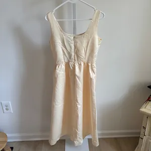 Cider NWT Women's Vintage Style Cream Satin Midi Dress Scoop Embellished Neck S thumbnail 8