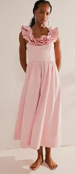 Free People Ruffle‎ It Up Midi Dress by free-est thumbnail 1