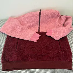 Outdoor Voices MegaFleece Half-Zip Hoodie in Truffle Pink Burgundy, Size Small thumbnail 7