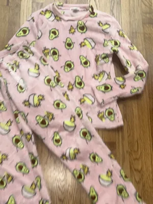 Women’s Pink Avocado Plush Pajama Set Medium NWOT thumbnail 4