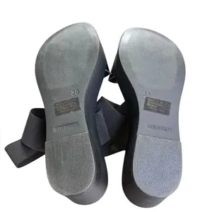 Ron White Rapisardi Black Strappy Elastic Leather Platform Sandals 38 thumbnail 7