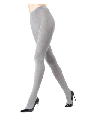 NWT MeMoi Flat Knit Cotton Blend Sweater Tights 92514073 Medium Gray M / L thumbnail 2