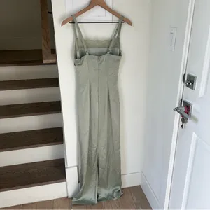 Reformation Vesper Satin Maxi Dress in Salvia Green NWT thumbnail 4