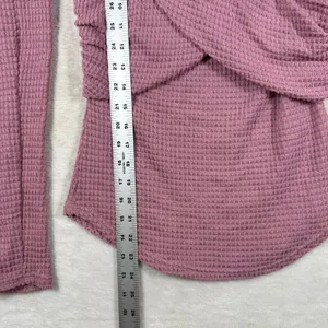 Free People Dusty Rose Waffle Knit Criss Cross Thermal Top Small OB1185373 thumbnail 4