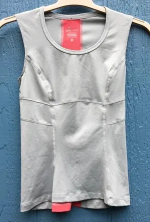 Nike Power Tank Top Stripe Grey Shirt Athletic Work Out Shirt XS v6x thumbnail 1