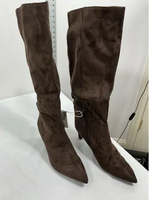 Womans New A New Day Justice Knee High Stiletto Boots Size 10 Brown Pointed Toe thumbnail 1