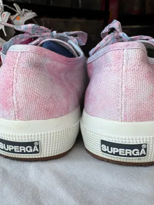 Superga x LoveShackFancy Tie Dye Sneakers Pink Blue Floral Laces 40 thumbnail 6