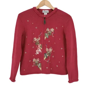Vintage Heirloom Collectibles‎ Red Reindeer Christmas Sweater Cardigan Size 16 thumbnail 2