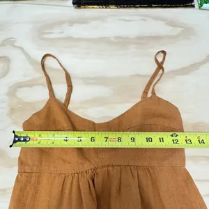 Honorine‎ Jill Tiered Linen Mini Dress Light Brown XS Sleeveless Boho Summer thumbnail 8
