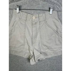 Vintage Abercrombie & Fitch Size 4‎ Cotton Womens Shorts High Waist Beige Mini thumbnail 12