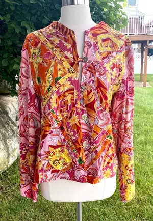 Sandy Starkman Boho Floral Jacket Pink Size L thumbnail 1