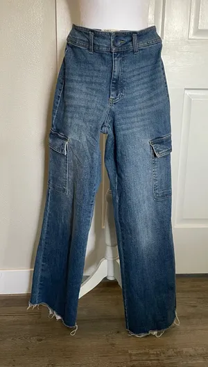 Oat High Rise Cargo Blue Jeans thumbnail 1