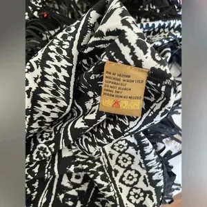 Cinco Ranch Womens Black/White Long Sleeve Tassel Dress Size Large thumbnail 8