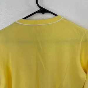 Lilly Pulitzer Cardigan Womens S/M Yellow White Cotton Open Front Knit Sweater thumbnail 7