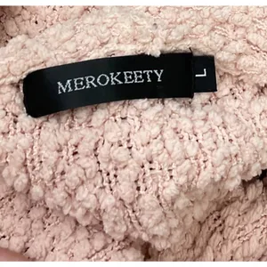 Merokeety Cardigan Size Large Peach Soft Popcorn Knit Boucle Sweater Cozy Chic thumbnail 5