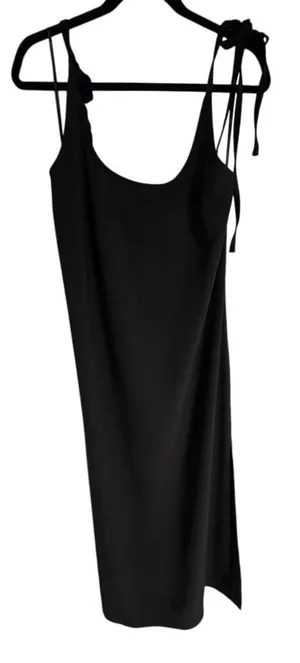 Lulus black full length‎ dress with tied sleeve, medium thumbnail 1