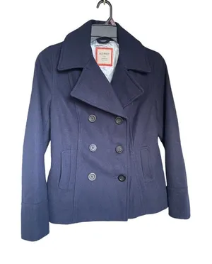 NWT Old Navy Wool Blend Double Breasted Button Down Peacoat Navy Blue M thumbnail 1