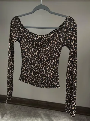 Wild Fable Sheer Cheetah Top thumbnail 1