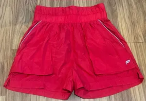 Fabletics UltraHigh-Waisted Piped Nylon Athletic Shorts Size S Red thumbnail 1