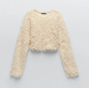 Zara Cream Feather Effect Sweatshirt Sweater Top thumbnail 10