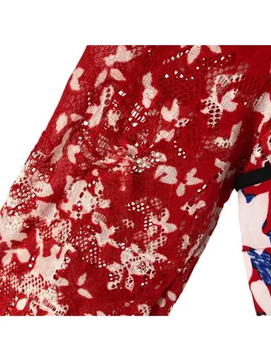 Peter Pilotto For Target Red Floral Lace Long Sleeve Crop Top Size 4 thumbnail 2