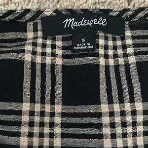 Madewell Black/Beige Checkered Long Sleeve Babydoll Shirt Top **Size S**🌸🌸 thumbnail 4