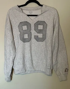 Hollister Light Gray Crewneck Sweatshirt with '89 Graphic thumbnail 1