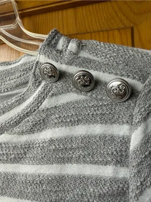 LOFT Gray & White Striped Short-Sleeve Knit Mini Dress thumbnail 3