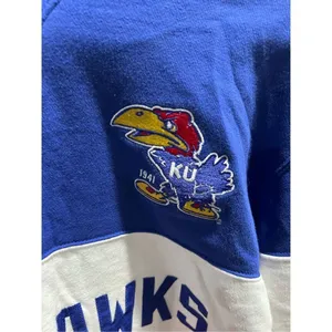 CHAMPION KANSAS JAYHAWKS BLUE BLOCKED LONG SLEEVE CREW SWEATSHIRT cropped Small thumbnail 3