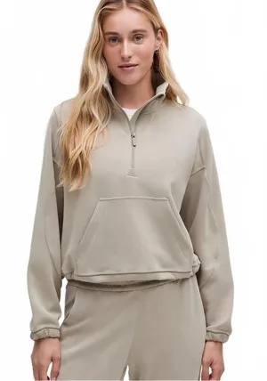 Lululemon Brushed Softstreme Half Zip Sweatshirt LW3IDXS Women's Size 2 thumbnail 1
