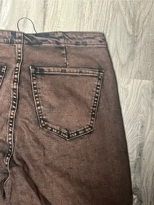 AKIRA Label Kat Brown Lace Up Distressed Slim Flare Jeans Size Small thumbnail 7
