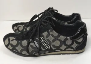 Coach Kathleen Sneaker Women 6.5M Black Grey Signature‎ C Monogram Y2K Retro thumbnail 1