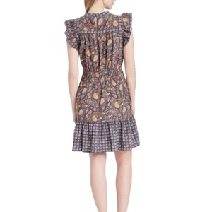Universal Thread‎ Paisley Flutter Sleeve Dress Linen Blend Boho Pockets Size Med thumbnail 2