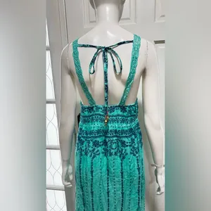 RAGA Maxi Tiered Floral Dress Somewhere in Paradise Turquoise Boho Festival A1 thumbnail 4