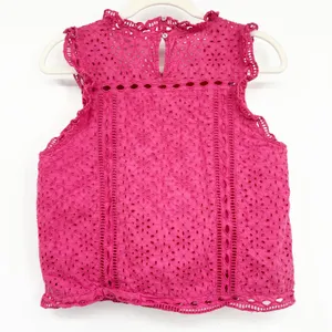 Maeve Anthropologie Womens Feminine Raspberry Eyelet Ruffle Tilly Blouse Size 8‎ thumbnail 8