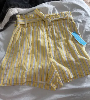 Draper James Yellow and White Striped Paperbag Waist Shorts with Tie thumbnail 1