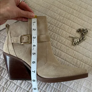 Antonio Melani peatrie light tan suede buckle western pointed heeled booties 8.5 thumbnail 13