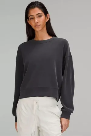 Lululemon Softstreme Perfectly Oversized Cropped Crew Dark Grey Size 2 thumbnail 1
