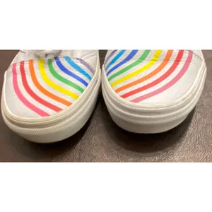 Vans x Flour Shop White Old Skool Leather Rainbow Sneakers Women’s 9 Pride Fun thumbnail 8