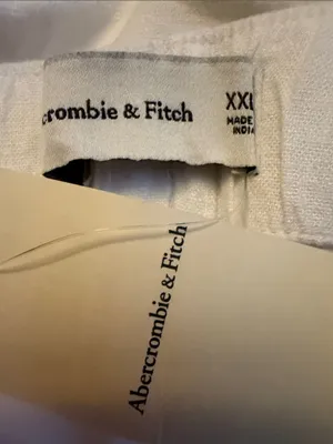 Abercrombie & Fitch White Linen Blend High Waist Wide Leg Pull-On Pants XXL thumbnail 6