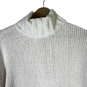 Aerie Chenille Knit Turtleneck Sweater Womens S White Oversized Cozy Slouchy thumbnail 2