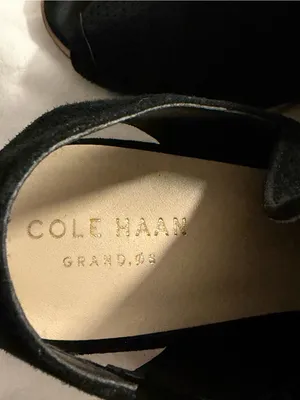 Cole Haan Black Suede Slingback Block Heel thumbnail 3