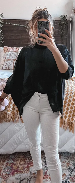Athleta Black Mock Neck Flowy Top thumbnail 3