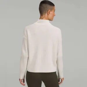 Lululemon Merino Wool-Blend Ribbed Turtleneck Sweater Heathered Natural Ivory thumbnail 4