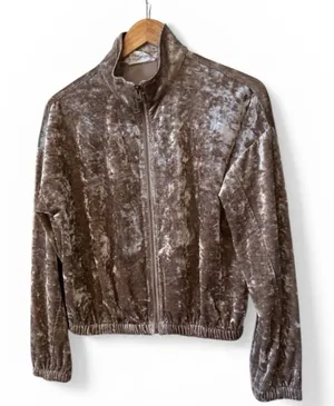 Olive + Oak Brown Velvet Full Zip Jacket Small thumbnail 1