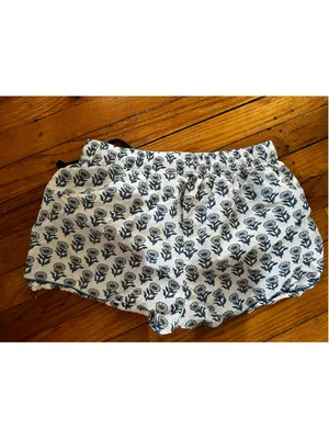 Haute Dreamz Cotton Pajama Shorts Blue Floral Lounge Sleepwear Soft Cozy Medium thumbnail 3
