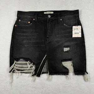 Free People We The Free Black Distressed Denim Mini Skirt OB767147‎ Mens Size 26 thumbnail 1